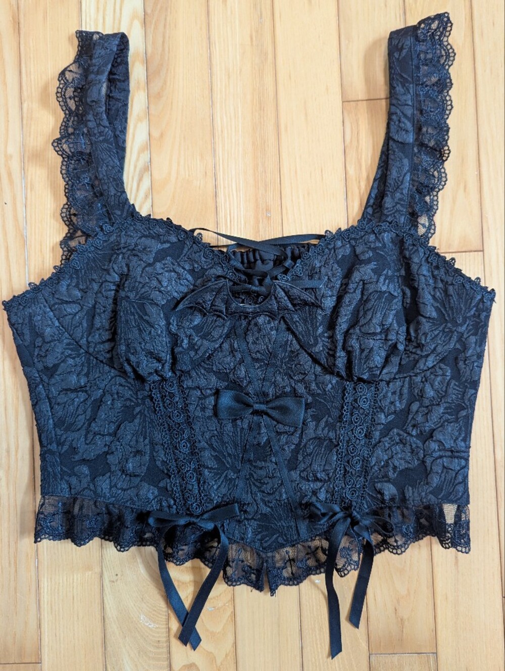 Gothic Black Lace Corset Crop Top